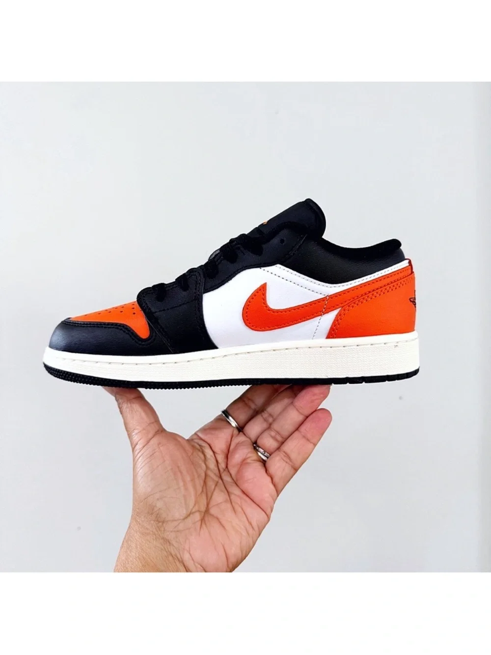 Nike Air Jordan 1 low Starfish Black Orange  White Sneakers 6Y/ 7.5 Women